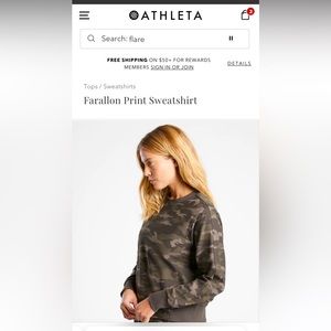 Athleta Farallon Camo Sweatshirt Medium